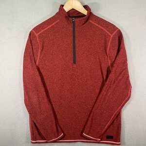 Abercrombie & Fitch Quarter Zip Pullover Mens Large Red Heathered Fleece